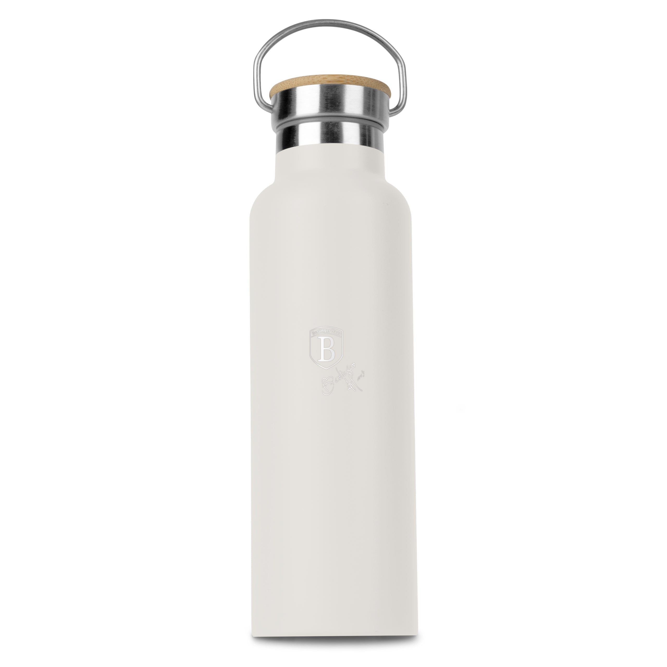 Rozsdamentes acél hőtartó kulacs bambusz kupakkal 600 ml matt krém Sahara Collection