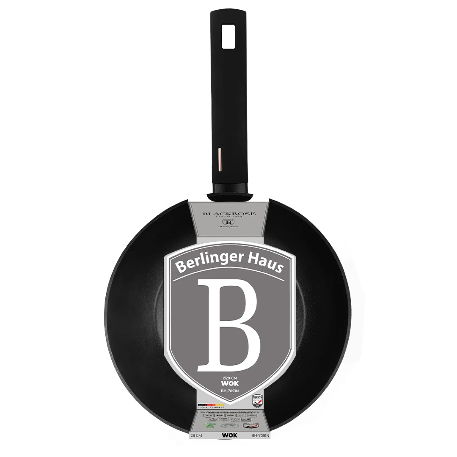 Berlinger Haus indukciós wok serpenyő 28 cm, 3,2 l – Black Rose Collection