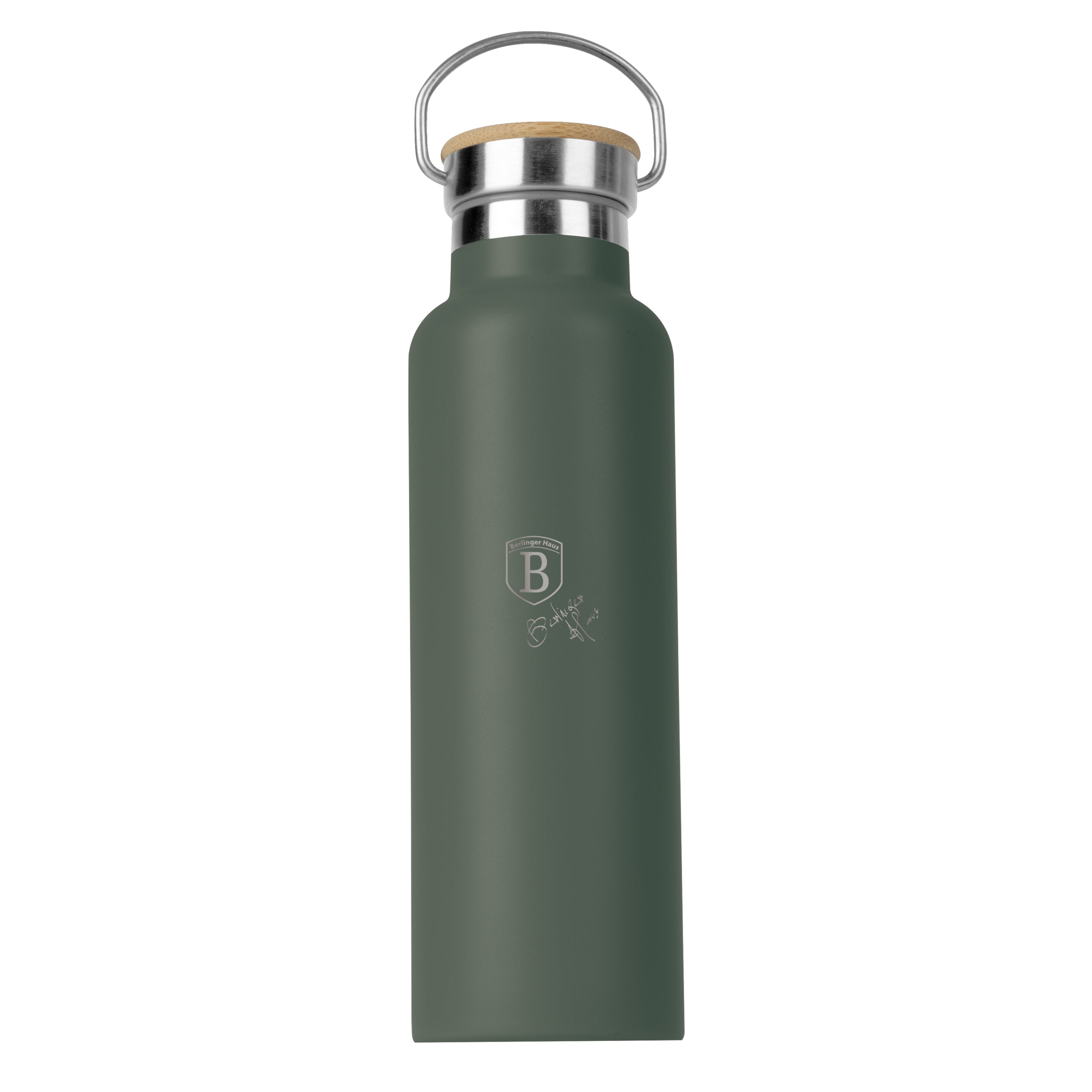 Berlinger Haus matt zöld rozsdamentes acél termosz bambusz kupakkal 600 ml