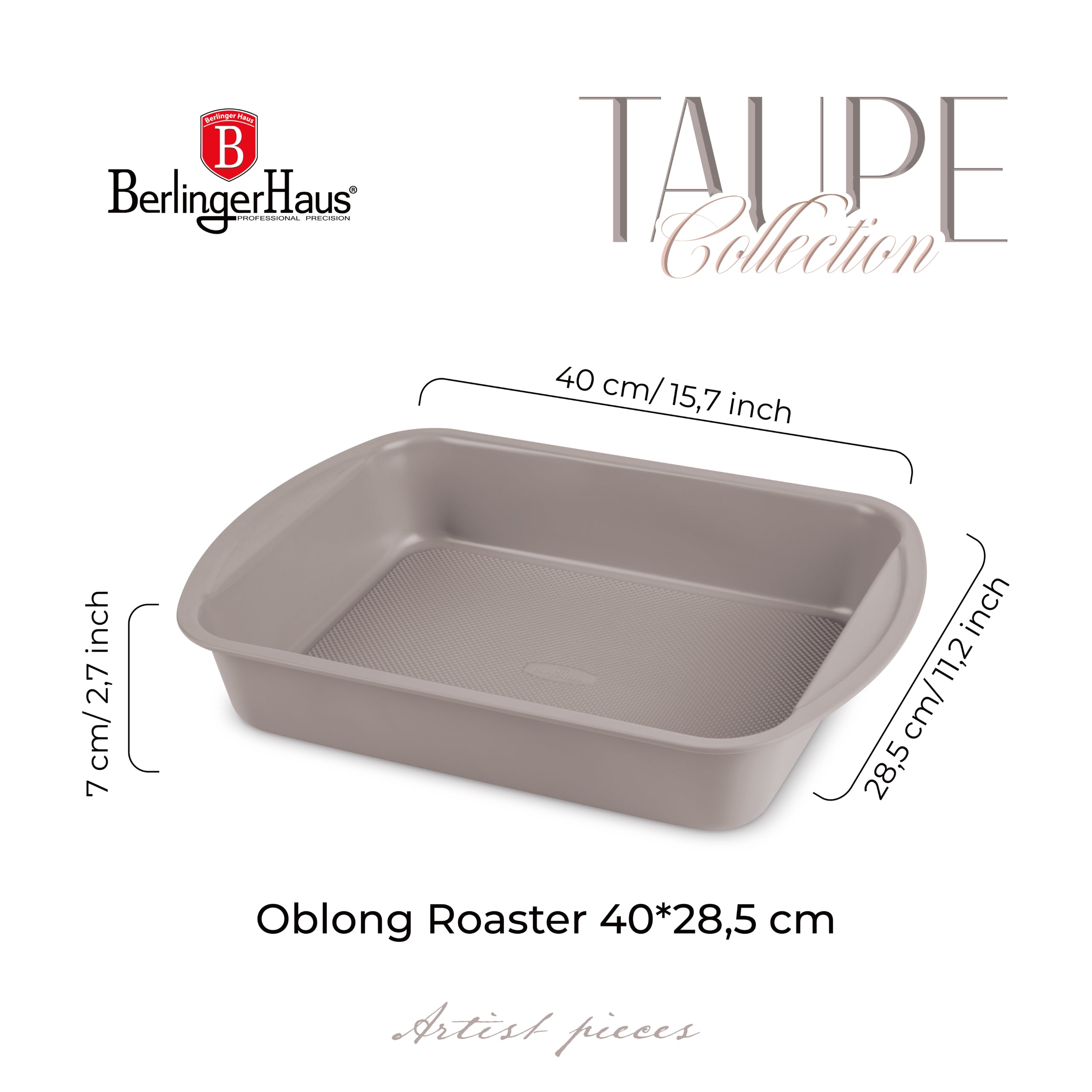Tapadásmentes tepsi 40 cm Berlinger Haus Taupe szürke