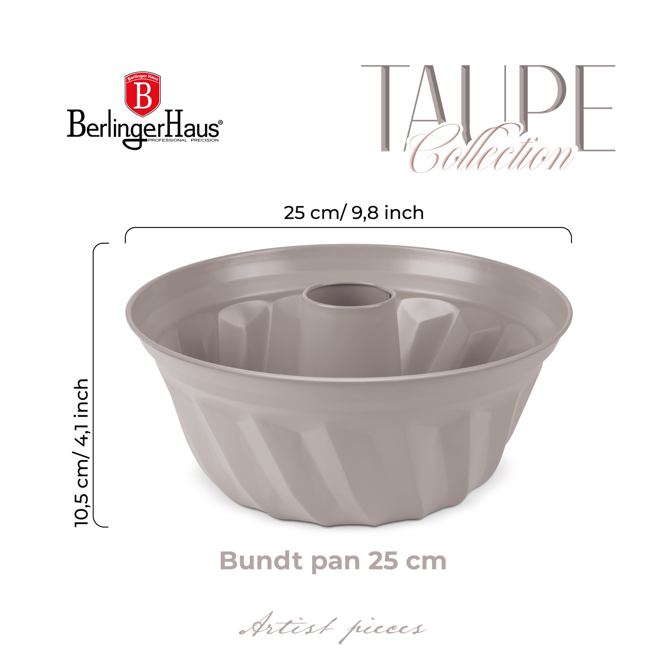 Kuglóf sütőforma tapadásmentes titánPro bevonattal 25 cm Berlinger Haus Taupe szürke