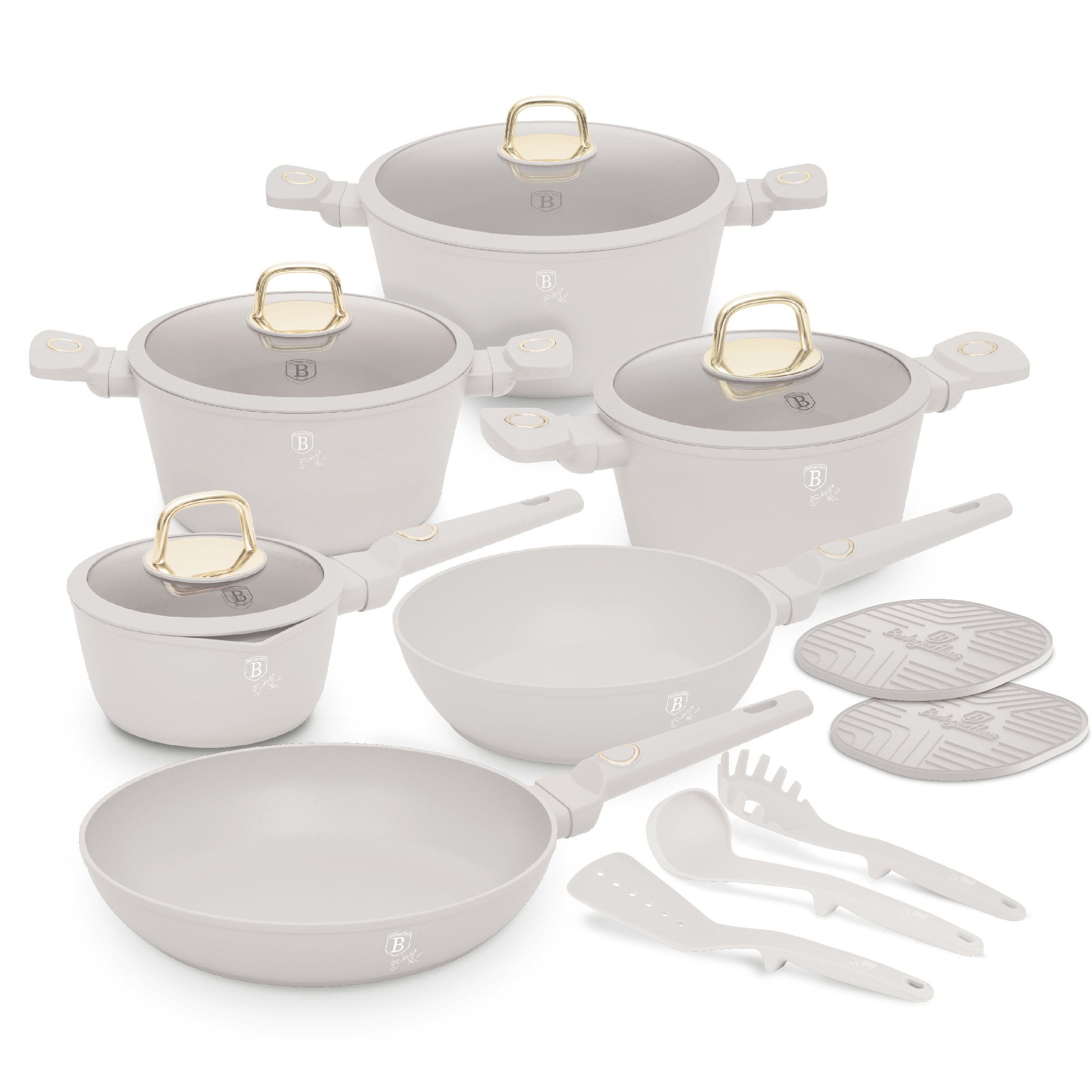 Berlinger Haus 15 részes indukciós edénykészlet matt krém Sahara Collection