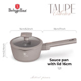 Szószos edény fedővel 1,2 L indukciós tapadásmentes Berlinger Haus Taupe Collection