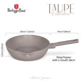 Mély serpenyő dupla kiöntő csőrrel 28 cm indukciós tapadásmentes Berlinger Haus Taupe Collection