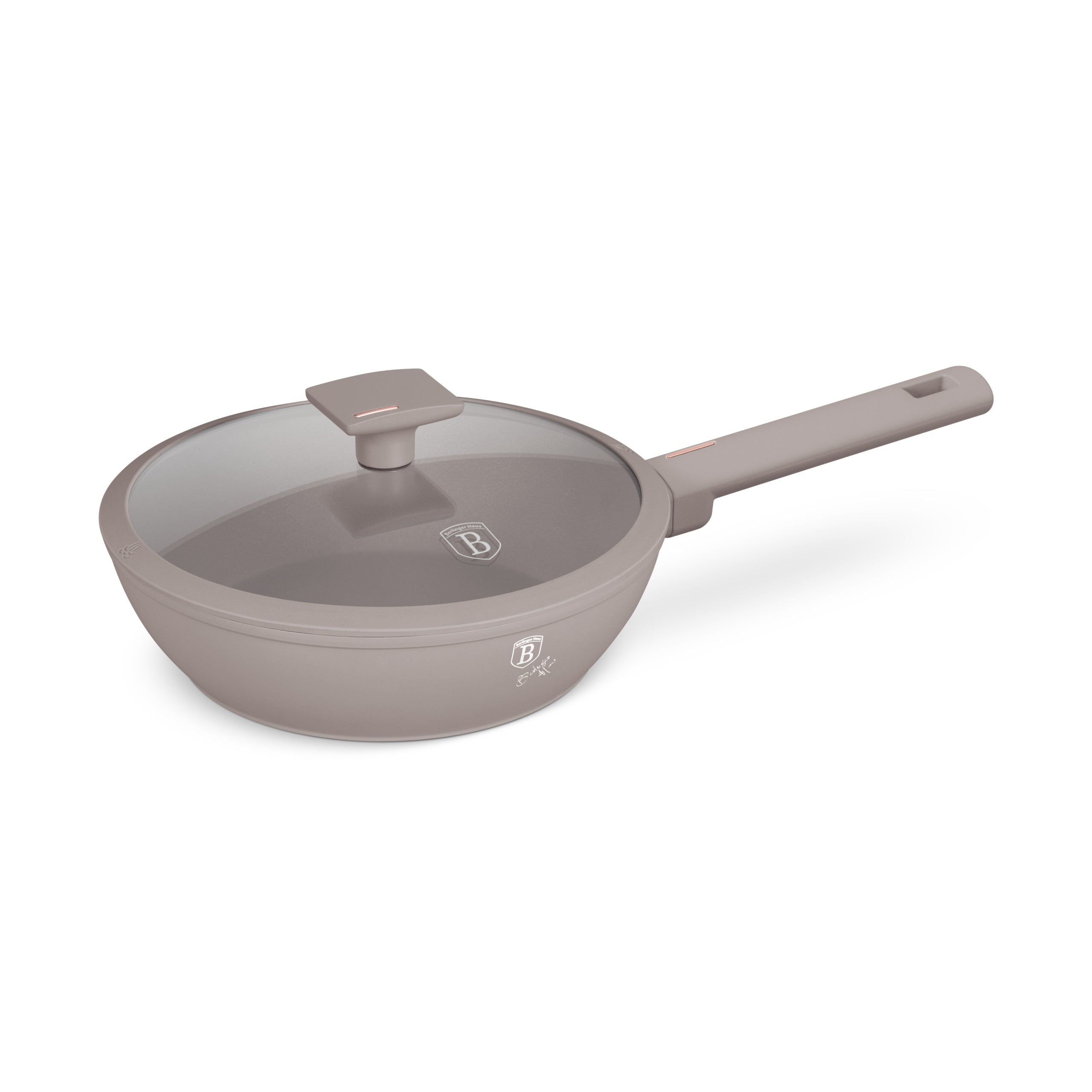 Mély serpenyő fedővel 24 cm indukciós tapadásmentes Berlinger Haus Taupe Collection