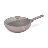 Wok serpenyő fedővel nagy 28 cm indukciós tapadásmentes Berlinger Haus Taupe Collection