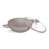 Wok serpenyő fedővel 30 cm indukciós tapadásmentes Berlinger Haus Taupe Collection