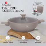 Wok serpenyő fedővel 30 cm indukciós tapadásmentes Berlinger Haus Taupe Collection