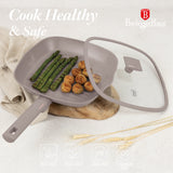 Grill serpenyő fedővel nagy 28 cm indukciós tapadásmentes Berlinger Haus Taupe Collection