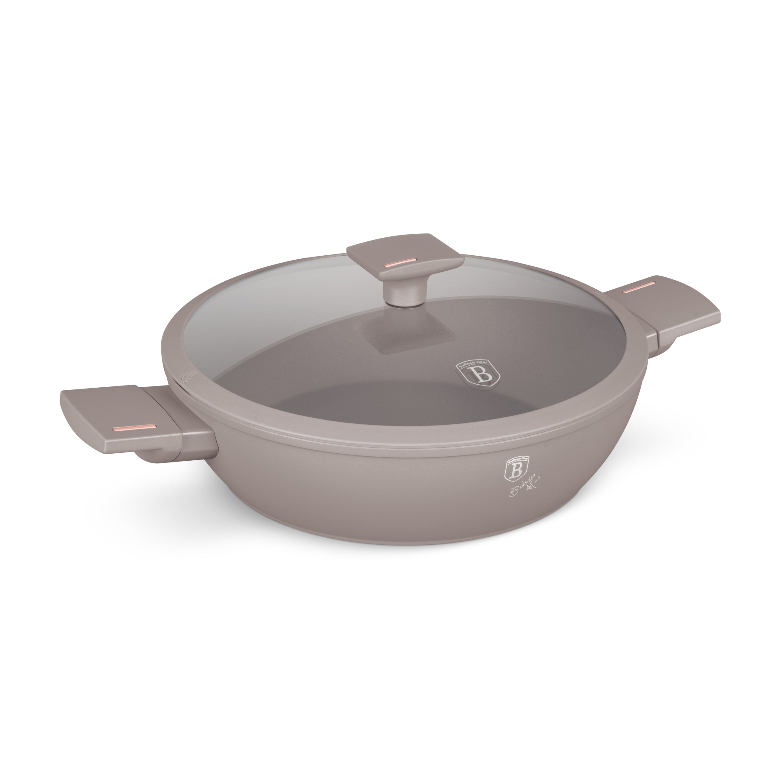 Berlinger Haus Alacsony lábas fedővel 3,8 liter Indukciós tapadásmentes Taupe Collection