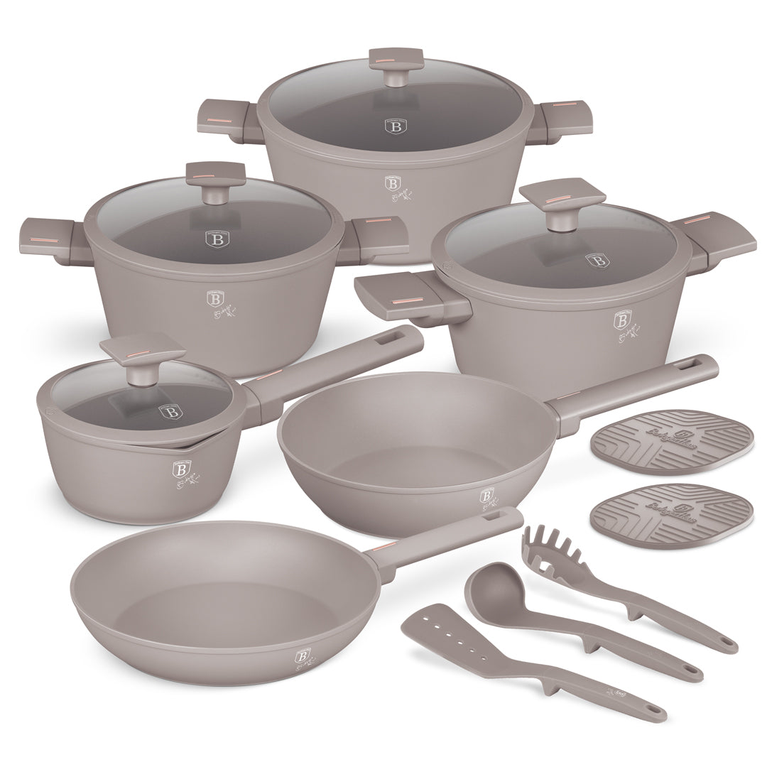 15 részes edénykészlet indukciós tapadásmentes Berlinger Haus Taupe Collection