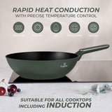 Berlinger Haus indukciós wok serpenyő 28 cm, 3,2 l – Matte Green Collection