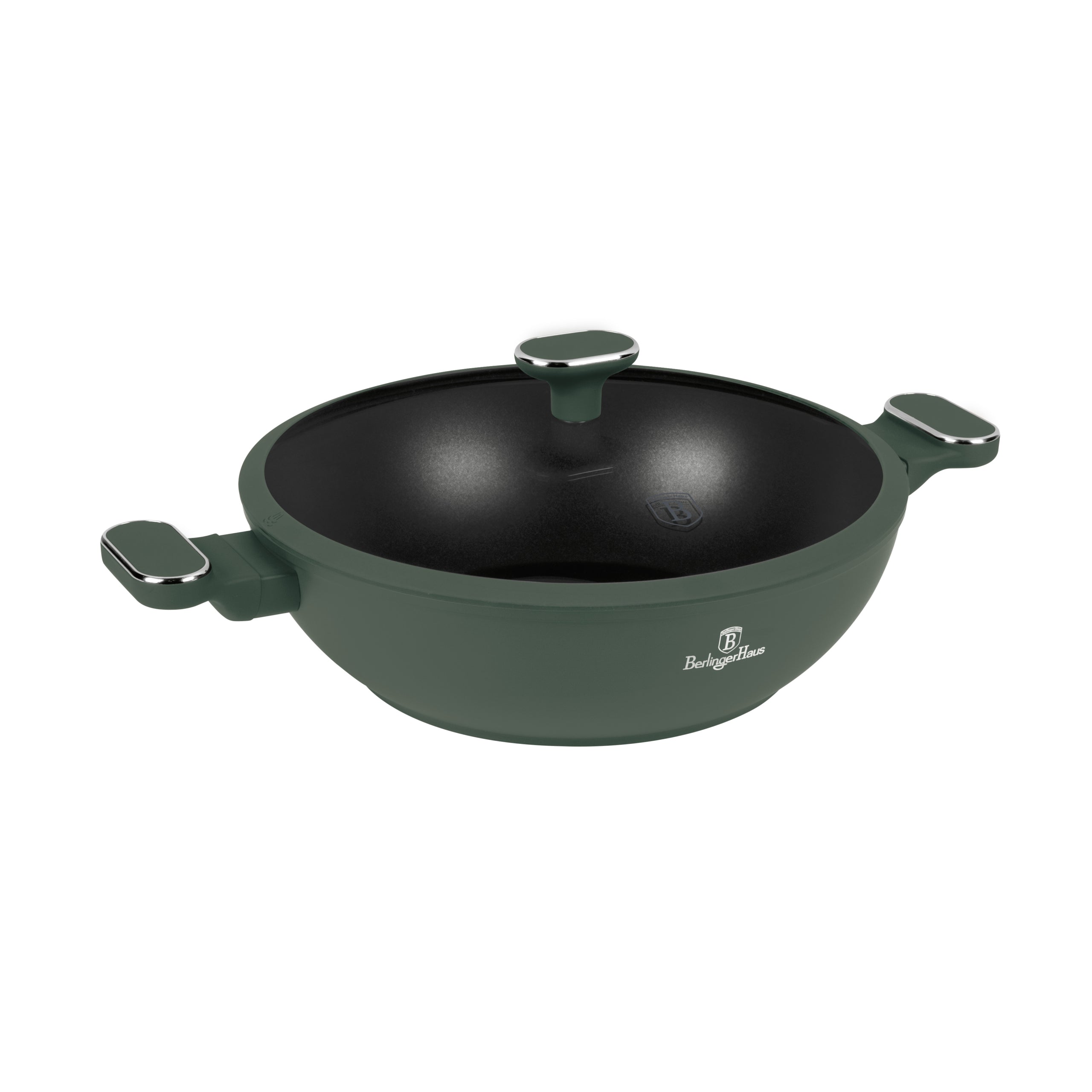 Tapadásmentes indukciós Wok serpenyő fedővel 30 cm matt zöld Berlinger Haus