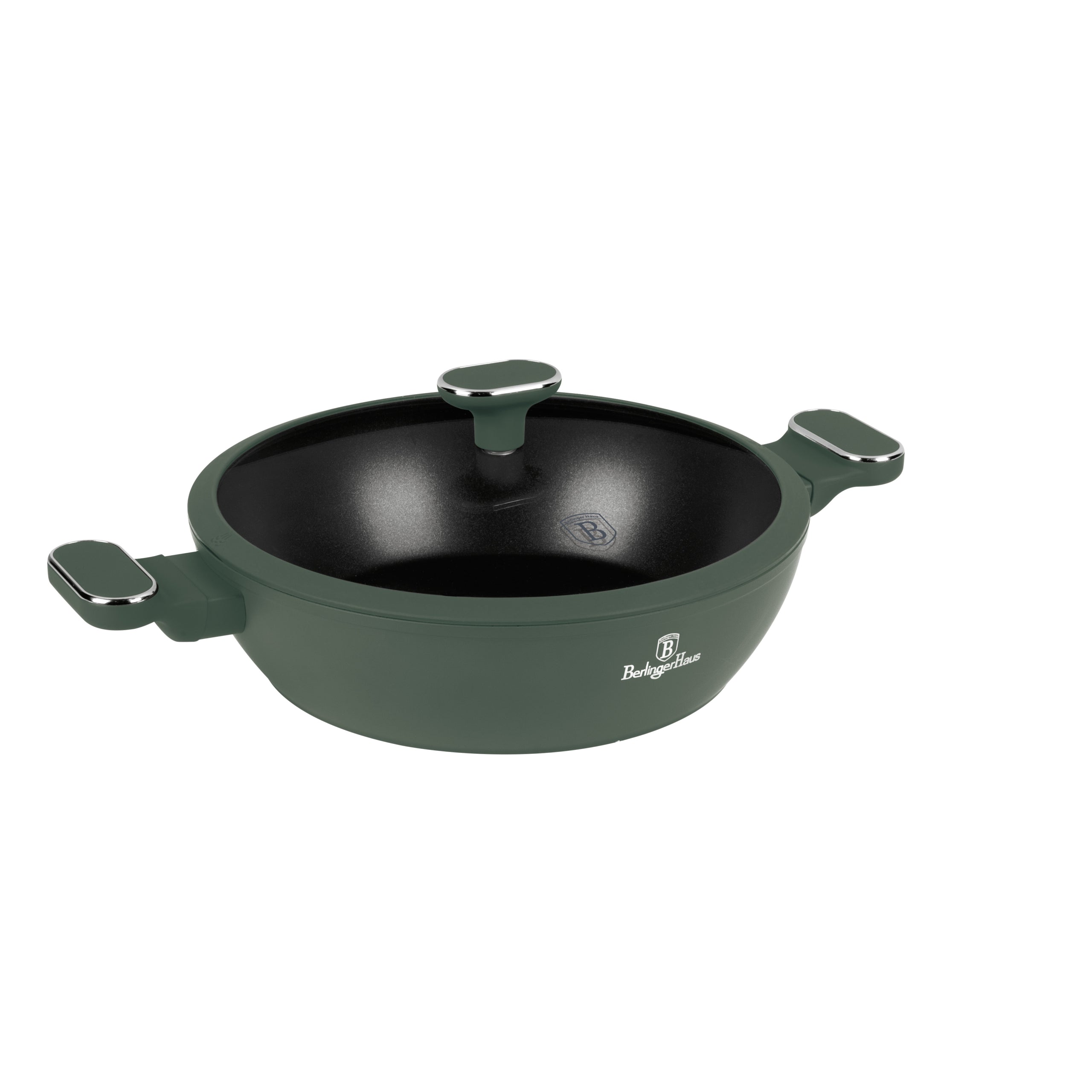 Berlinger Haus matt zöld tapadásmentes indukciós Alacsony lábas fedővel 28 cm