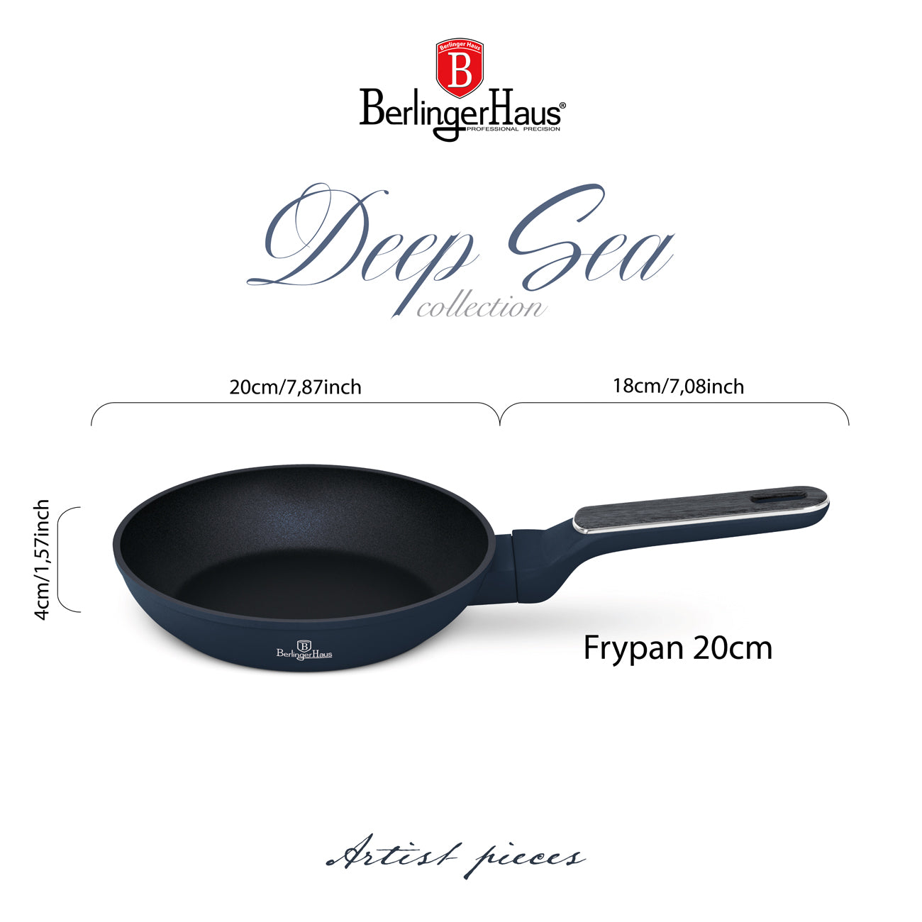 BerlingerHaus tapadásmentes indukciós serpenyő 20 cm matt kék
