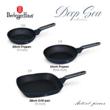 BerlingerHaus tapadásmentes indukciós 3 részes serpenyő szett grill serpenyővel Deep Sea