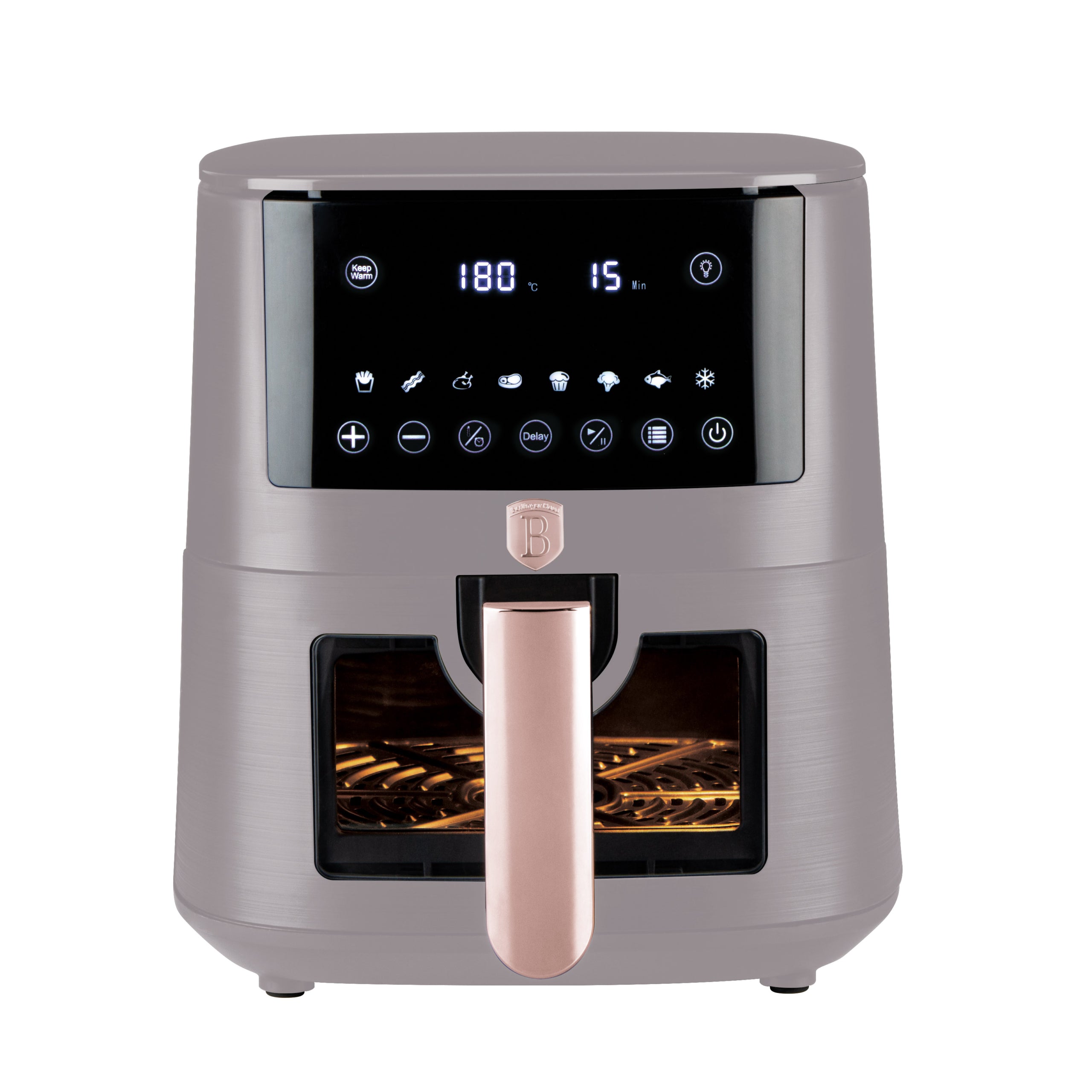 XL AirFryer átlátszó ablakkal digitális 5 liter Berlinger Haus matt szürke