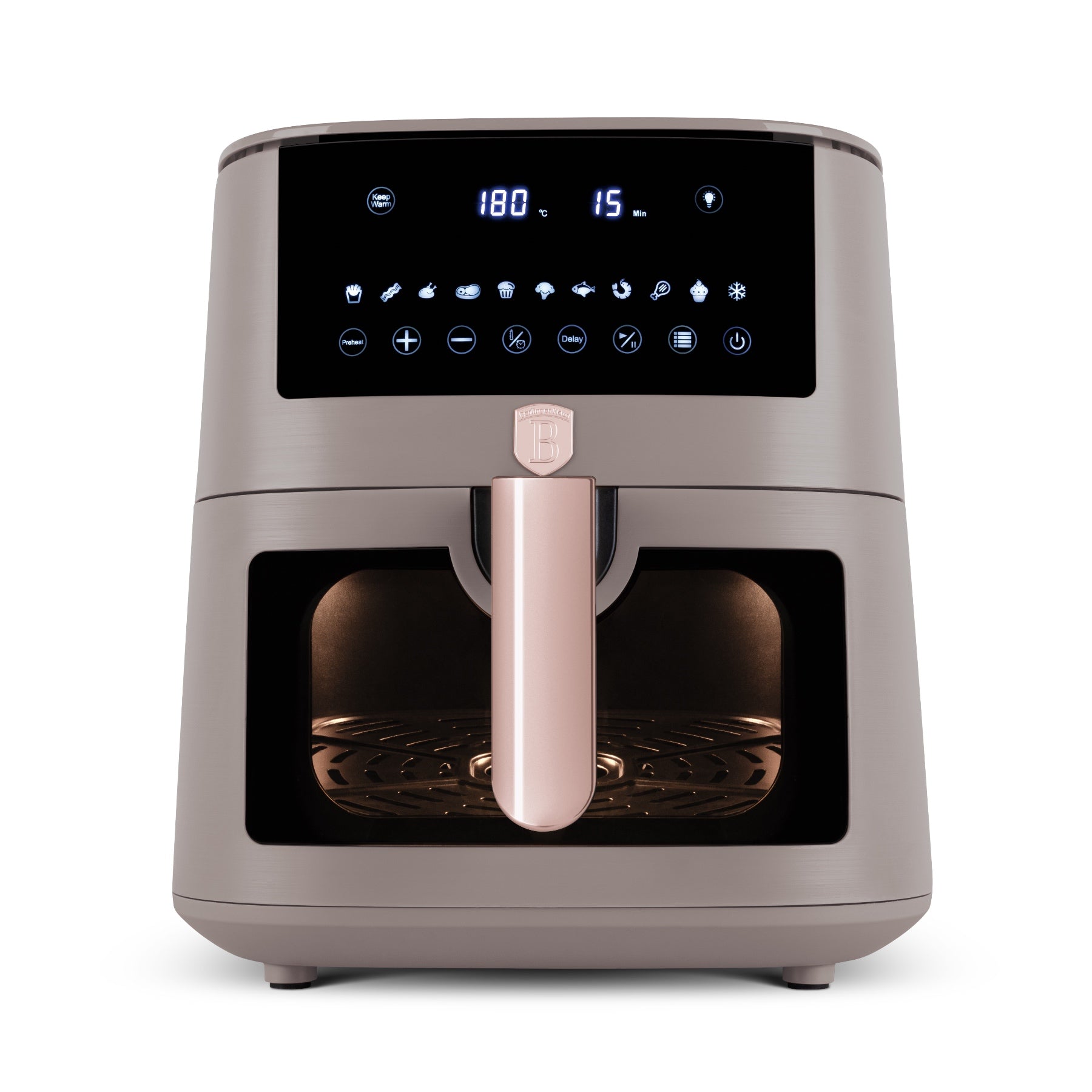 XXXL AirFryer átlátszó ablakkal digitális 8 liter Berlinger Haus matt szürke