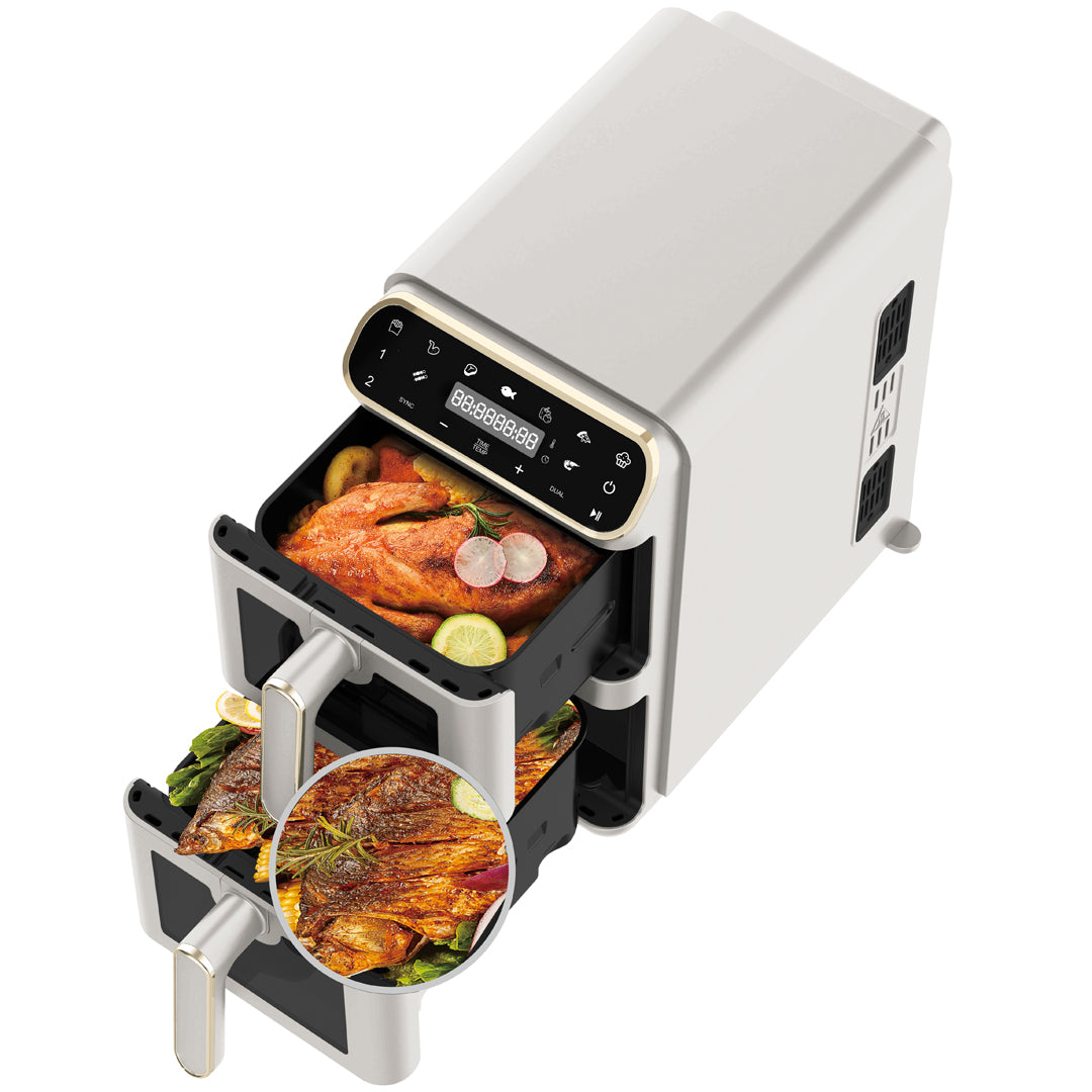 Berlinger Haus XXXL Dupla AirFryer átlátszó ablakokkal 5,5+5,5L Sahara