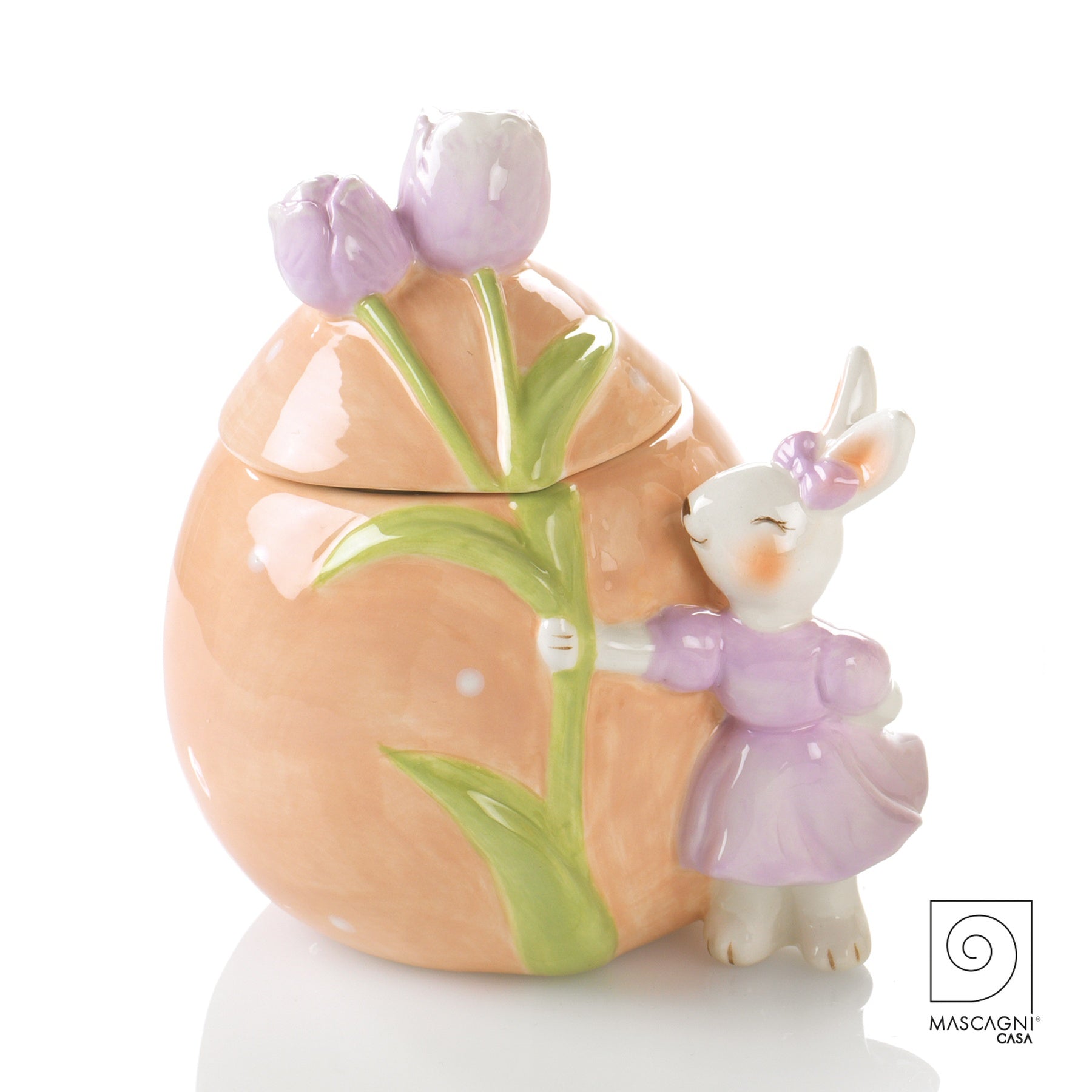Húsvéti Kerámia bonbonier lila tulipános