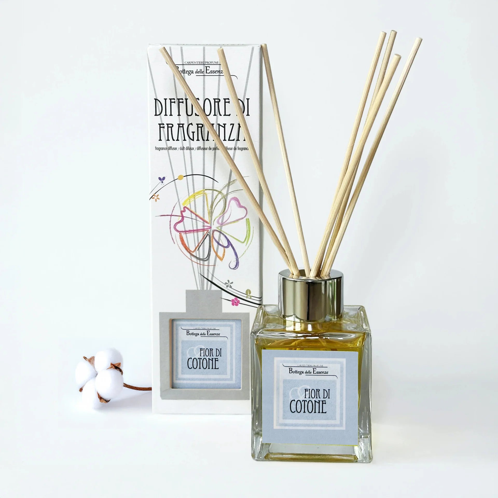 Illat diffúzor 100 ml – Pamutvirág Rattanpálcás Szobaillatosító