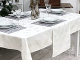 Ezüst lurex asztali futó, páfrány mintás, 37x100 cm