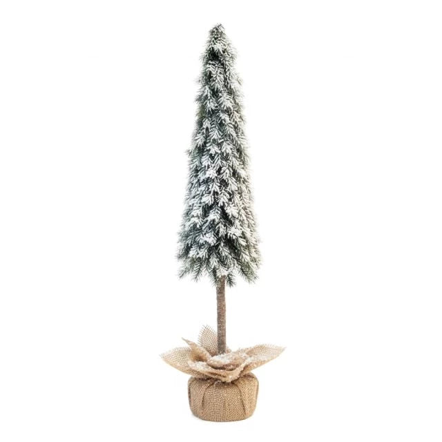 Dekor műfenyő törzses zsákban, havas 78 cm