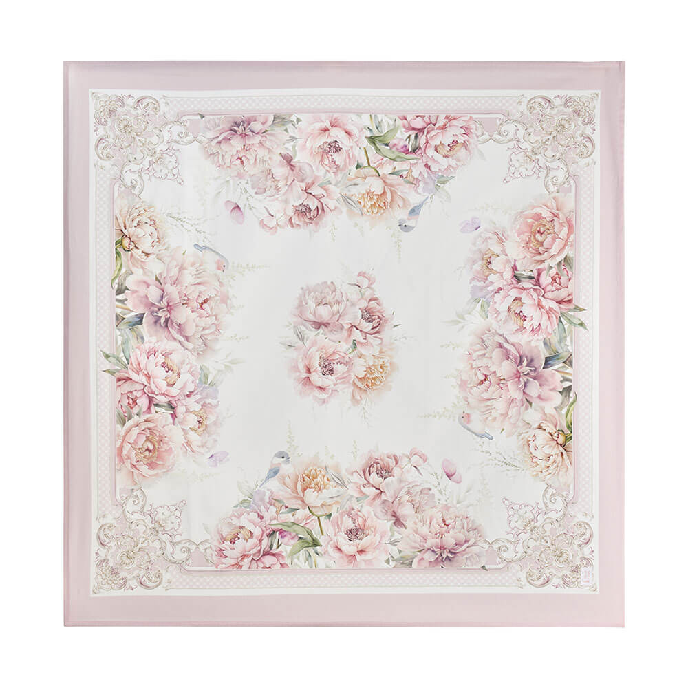 Vintage rózsaszín rózsás asztalterítő 120x120 cm pamut Fiorira