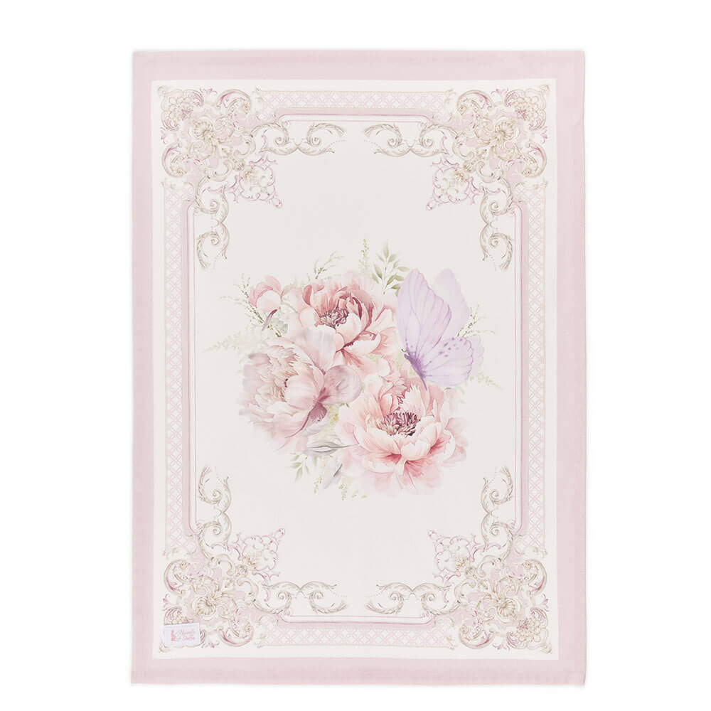 Vintage rózsaszín rózsás Konyharuha 50x70 cm pamut Fiorira