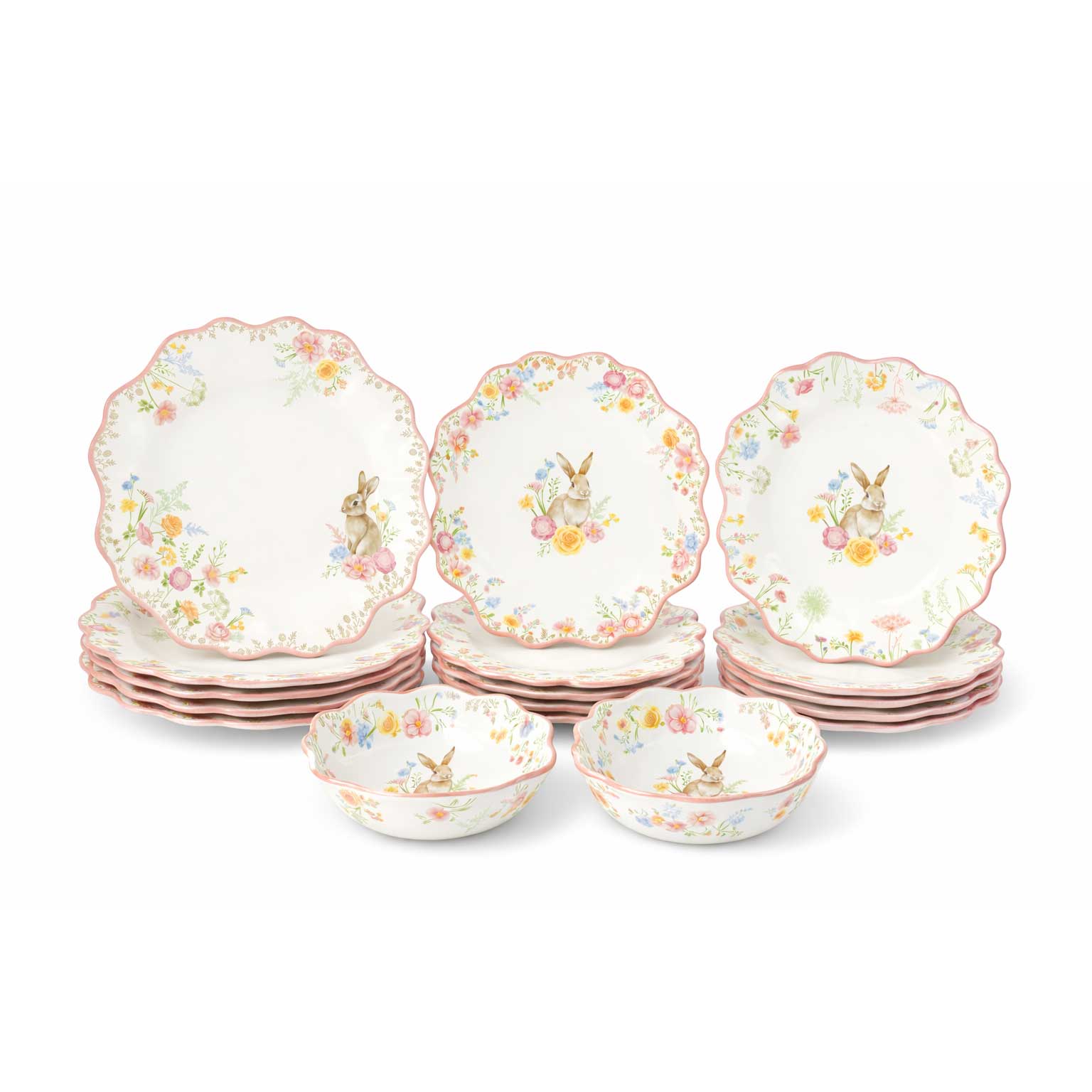 Húsvéti nyuszis porcelán 18 részes étkészlet Trés Jolie
