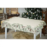 Fenyőerdő (tobozos) asztalterítő, 137x240 cm, ezüst lurex