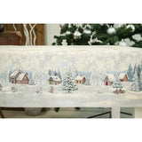 White forest nyuszik a hóban asztalterítő, 137x240 cm, ezüst lurex