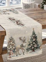 Golden deer arany szarvasos gobelin asztali futó, 44x140 cm, ezüst lurex, gobelin