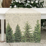Silver forest, fenyőfás asztali futó, 37x100 cm, ezüst lurex, gobelin