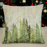 Golden forest fenyőfás díszpárna huzat, arany lurex, gobelin – 45 x 45 cm