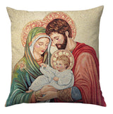 Szent család díszpárna huzat, arany lurex, gobelin – 45 x 45 cm