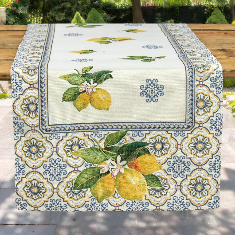 Capri citromos mediterrán asztali futó 44x140 cm Gépi gobelin