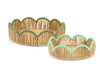 Kerek rattan kosár szett 2 db-os 30x8 / 25x7cm zöld szegéllyel