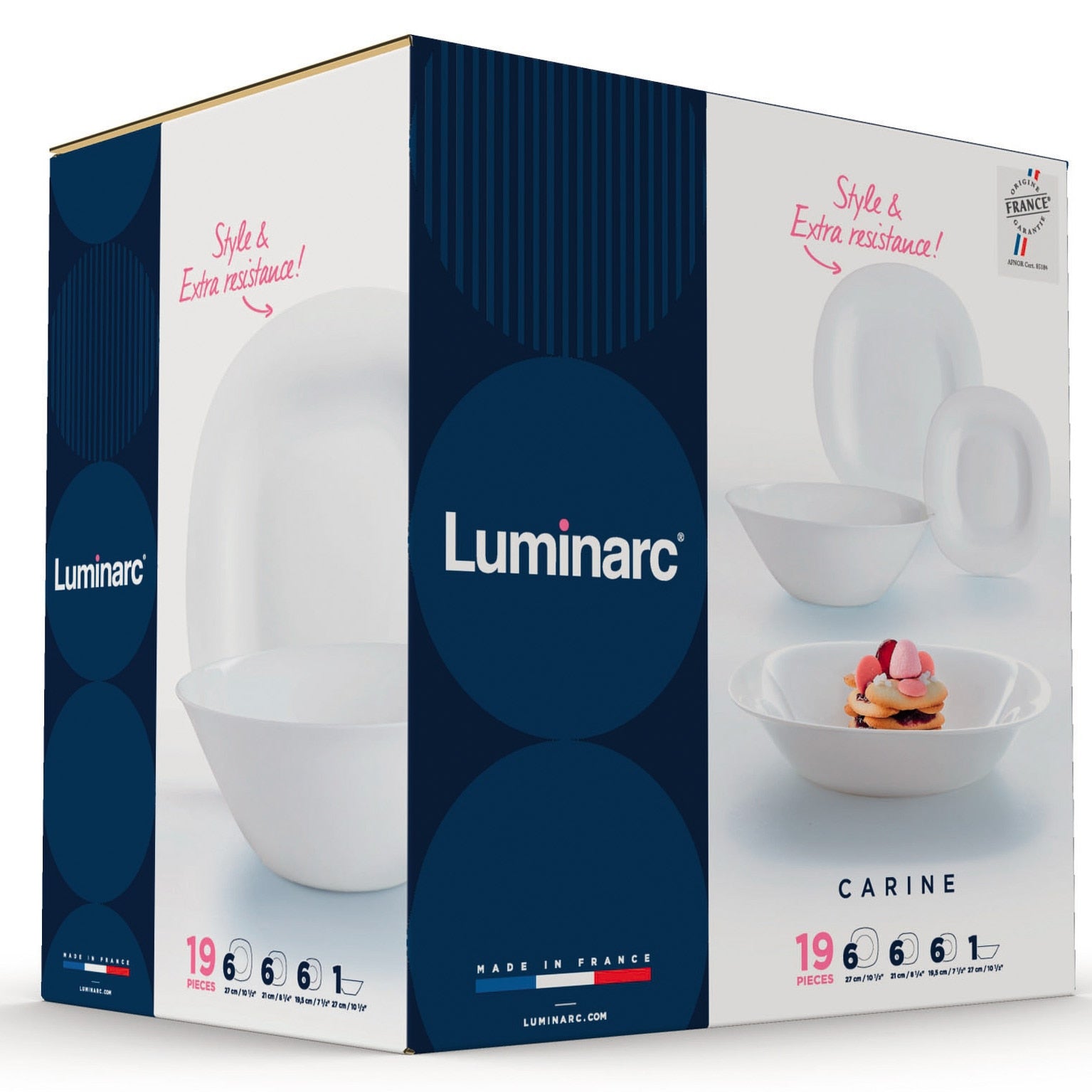 Luminarc CARINE étkészlet 19 részes 6 személyes fehér edzett üveg