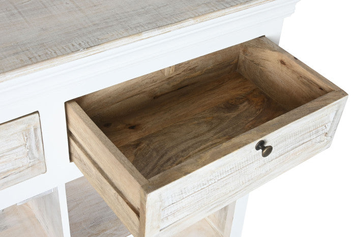 Antik fehér mangófa bortartó szekrény 15 palackos pohártartóval