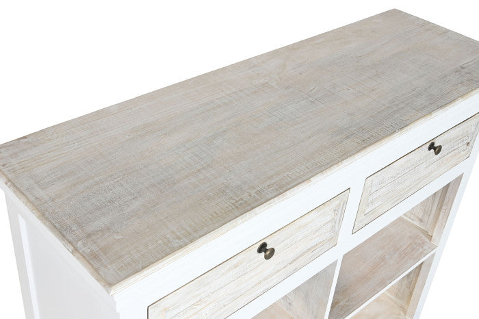 Antik fehér mangófa bortartó szekrény 15 palackos pohártartóval