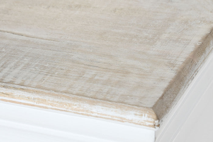 Antik fehér mangófa bortartó szekrény 15 palackos pohártartóval