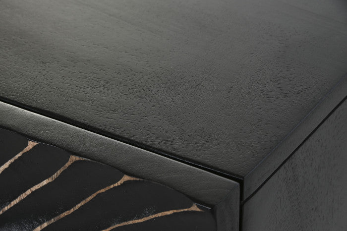 Mandala mintás fekete négy ajtós tálalószekrény arany antikolással mangófa 177x45x75 cm