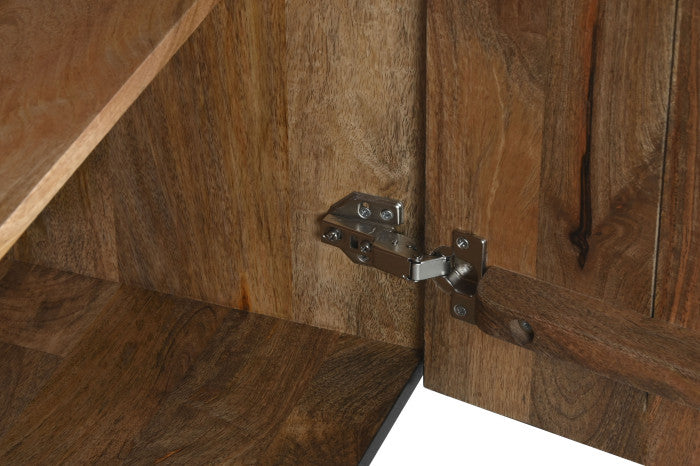 Mandala mintás fekete négy ajtós tálalószekrény arany antikolással mangófa 177x45x75 cm