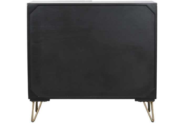 Mandala mintás fekete tálalószekrény arany antikolással mangófa