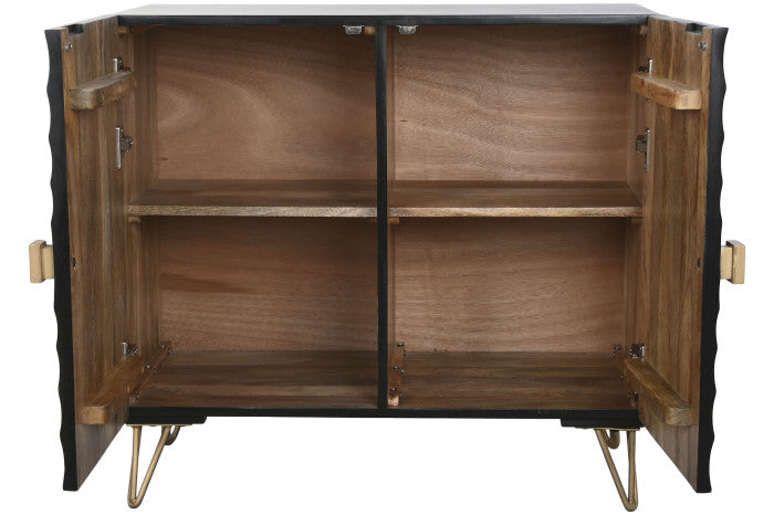 Mandala mintás fekete tálalószekrény arany antikolással mangófa