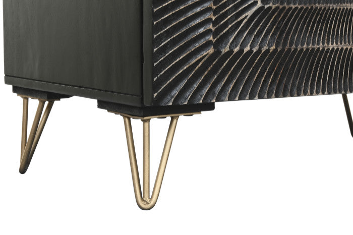 Mandala mintás fekete tálalószekrény arany antikolással mangófa