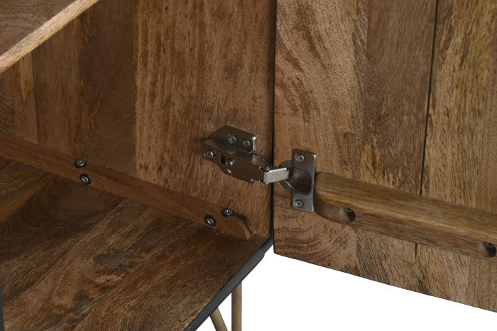 Mandala mintás fekete tálalószekrény arany antikolással mangófa