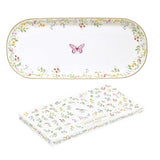 Porcelán kínáló tálca tálca 34x15 cm pillangós díszdobozzal Fancy Garden