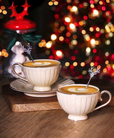 Elegáns porcelán csésze + alj 230 ml 2 személyes díszdobozban